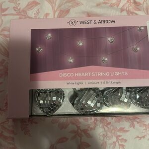 NWT West & Arrow Light-Up Disco Heart String Lights‎